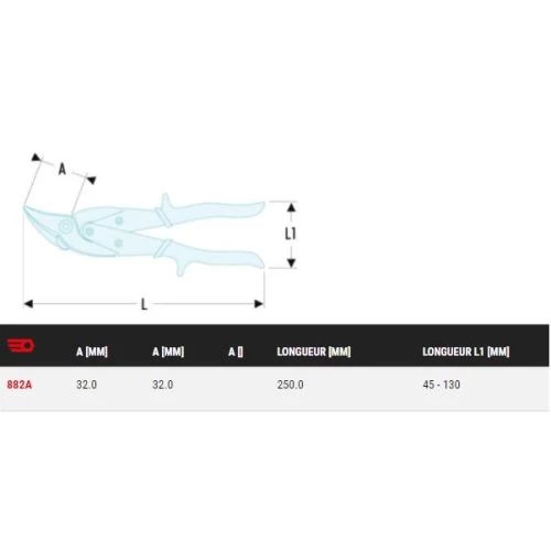 Cisaille universelle chantourneuse à droite Facom - 882A – Image 2