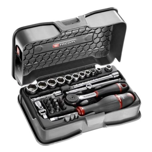 Coffret douilles 1/4'' 6 pans métriques et embouts - 31 pièces Facom R.161-5P6