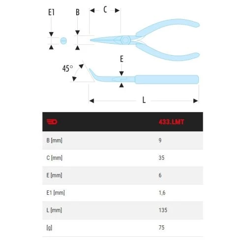 Pince de préhension Facom Micro-Tech® à becs effilés coudées à 45° 433.LMT – Image 2